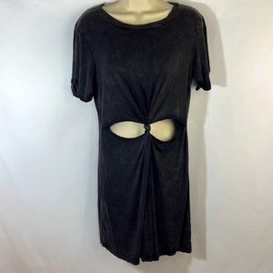 Honey Punch - BOHO Shift Shirt Dress | Charcoal Black - Size: Small